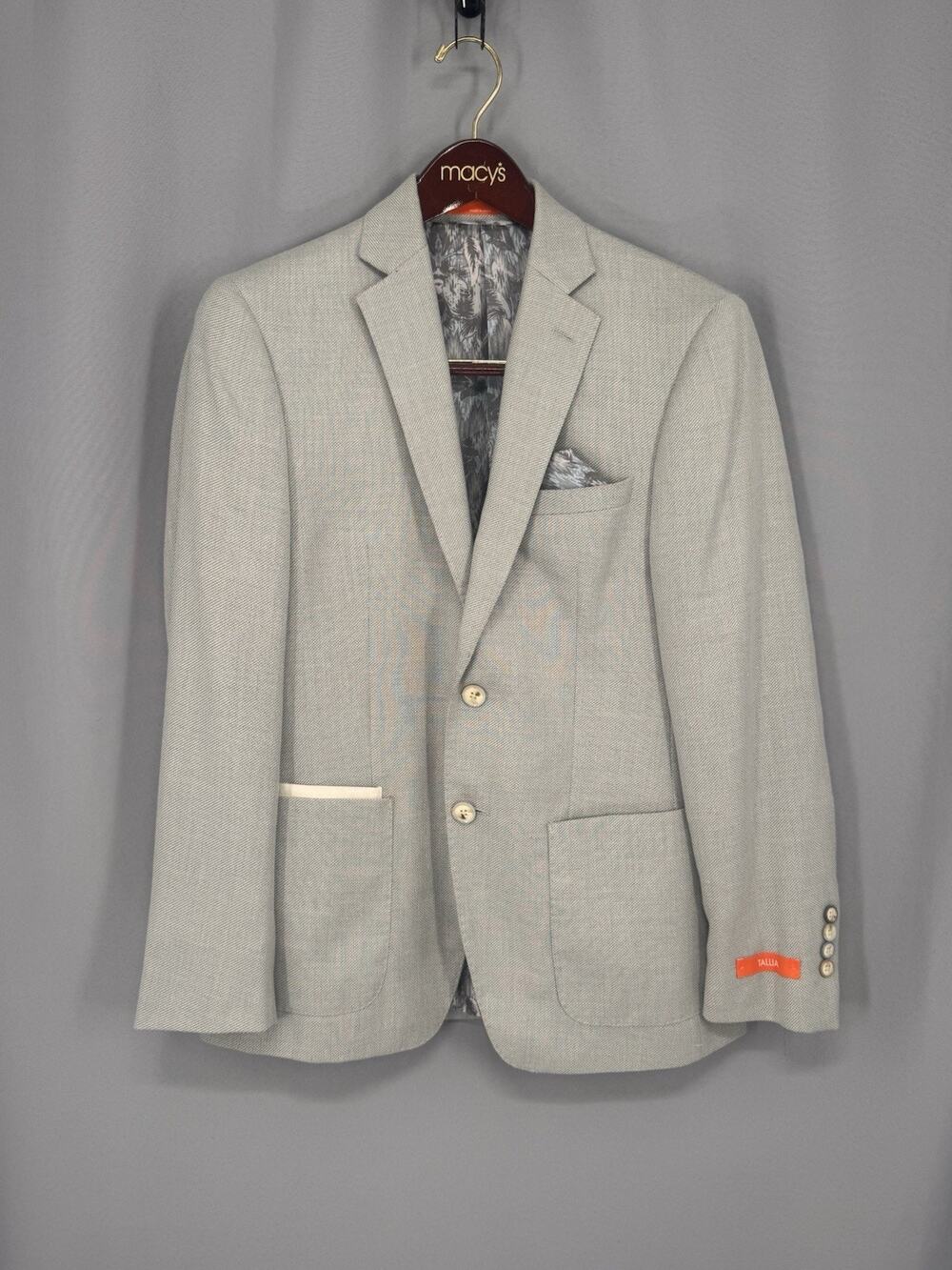 Tallia Mens Blazer Mens 36S Gray Slim Fit Gray Stretch NWT